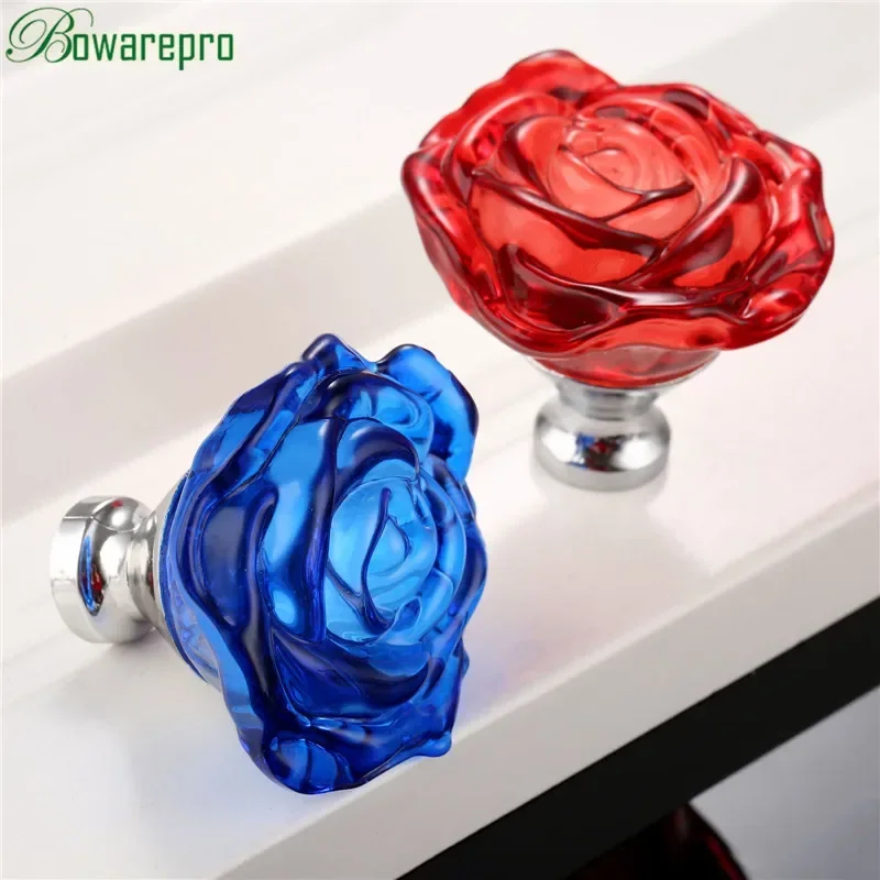 Furniture Hardware Fitting - bowarepro 50MM Crystal Rose Glass Handle