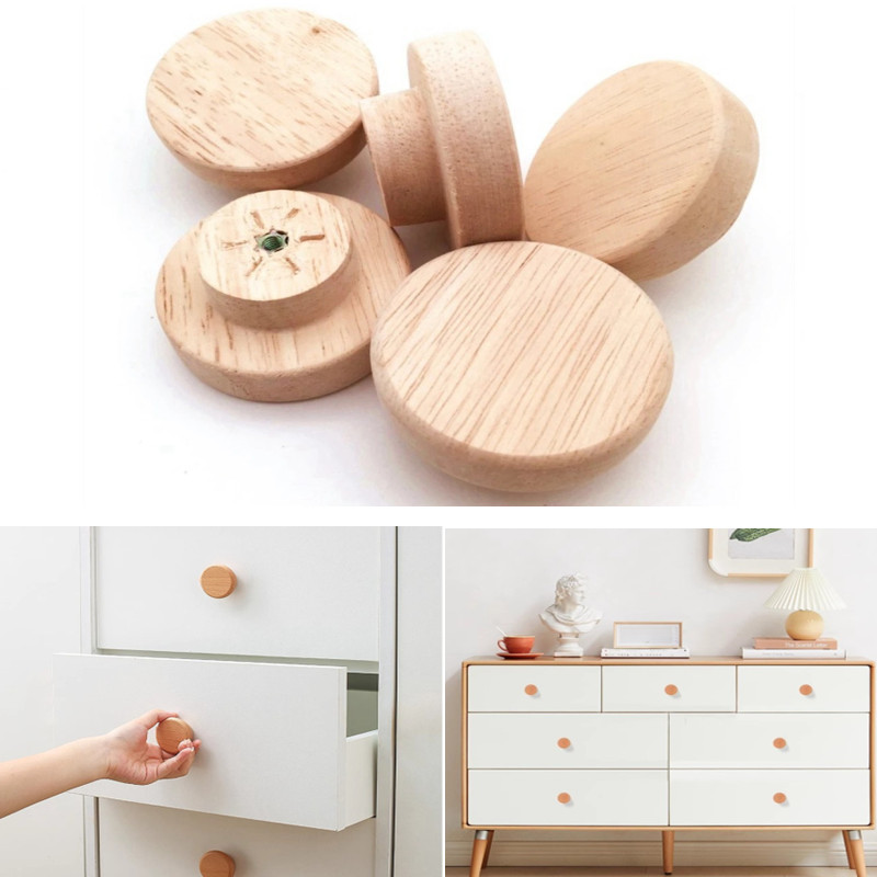 Furniture Hardware Manufacturer - Round Wooden Cabinet Knobs Unfinished Wood