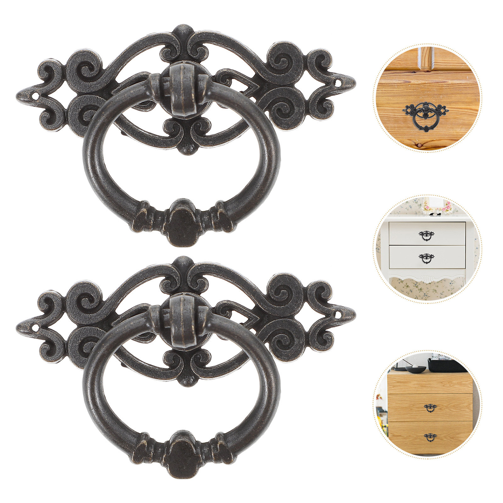 6Pcs Wardrobe Door Pulls Retro - Furniture Hardware Drop Pulls 评论和价格