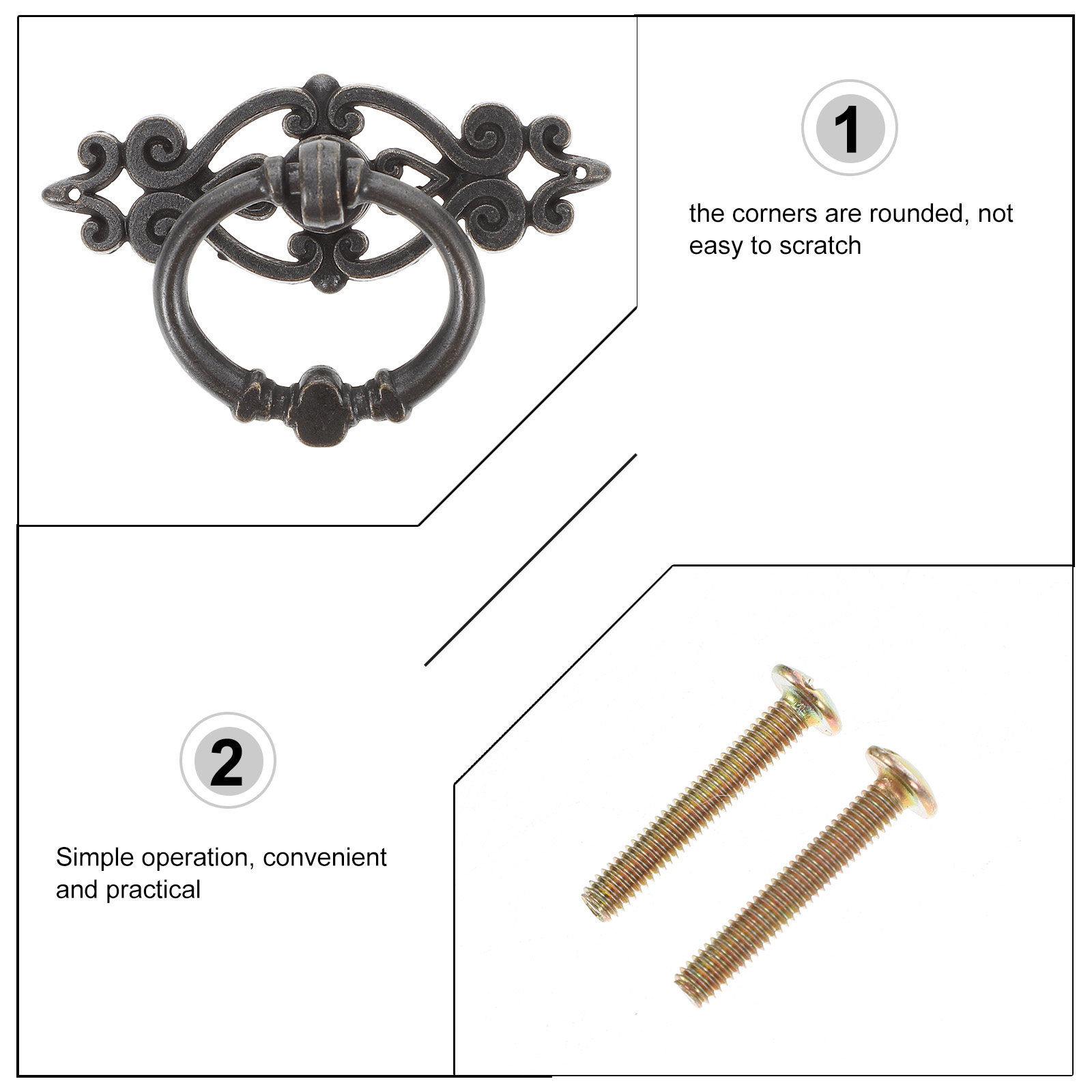 6Pcs Wardrobe Door Pulls Retro - Furniture Hardware Drop Pulls 评论和价格